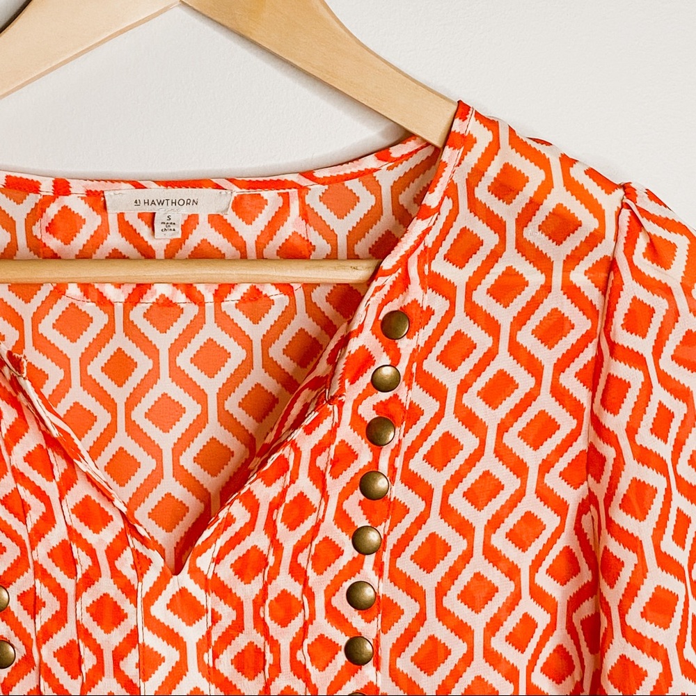 41 Hawthorn | Orange Geometric Studded Top | Small